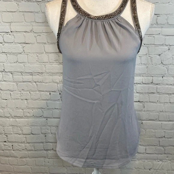 EXPRESS Tank Top Gray Beaded-Small - Picture 2 of 4